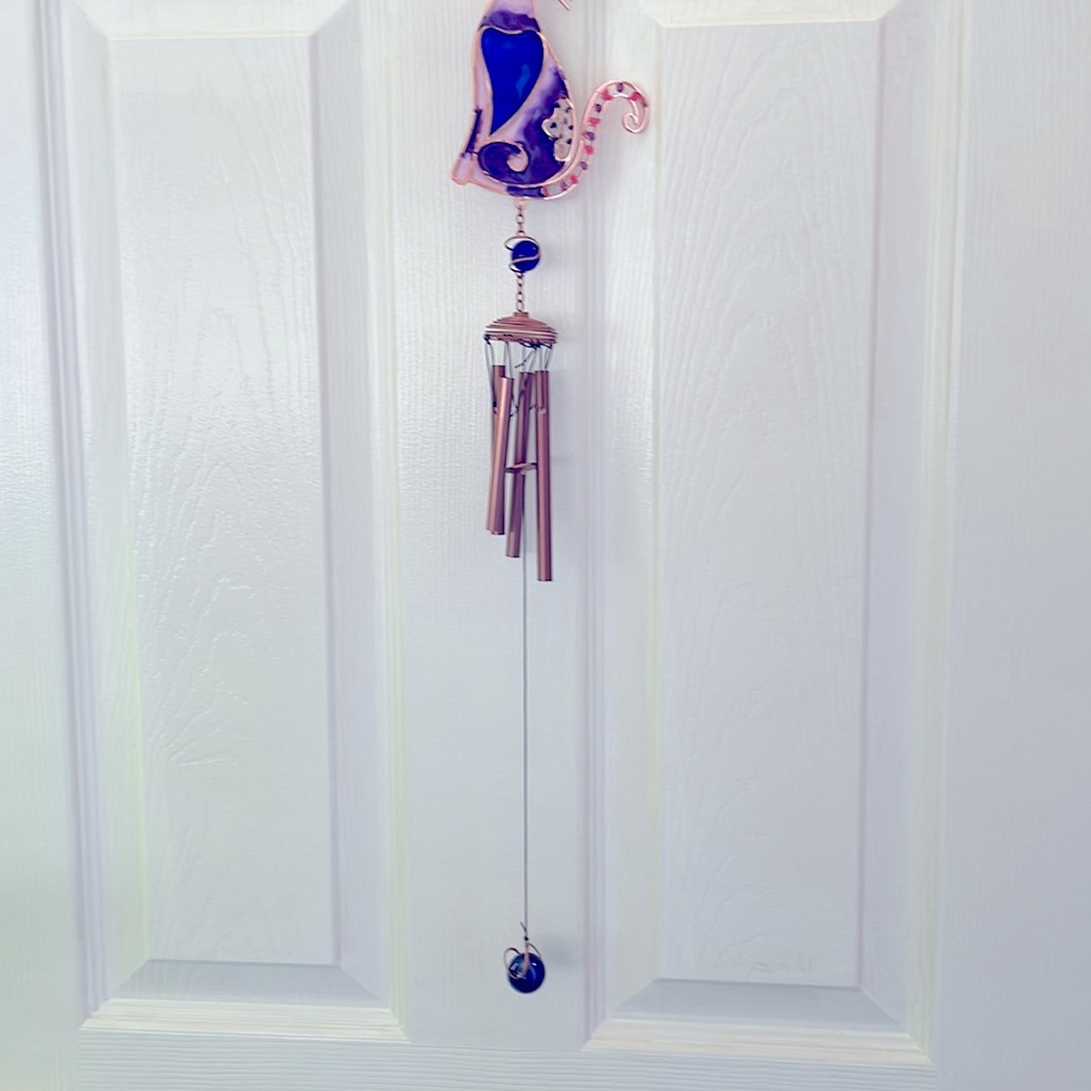 NWT Cat Windchime, stained glass with glass balls - Picture 4 of 5